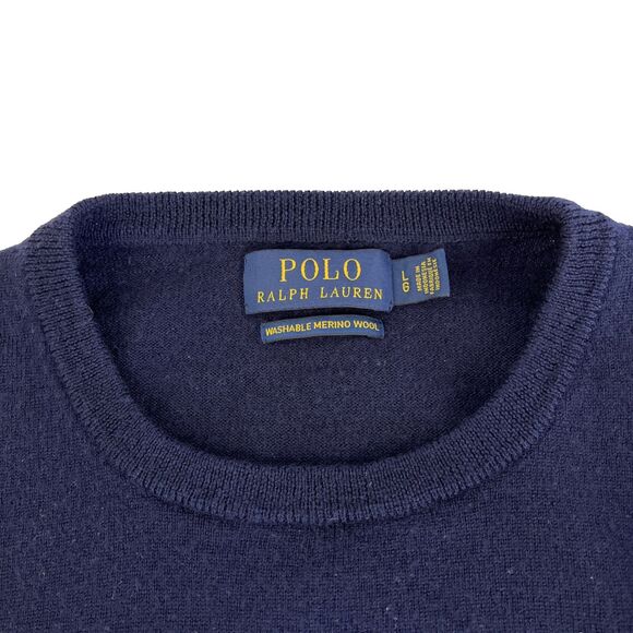 Mens Polo Ralph Lauren Washable Merino Wool Crewneck Sweater Size Large Blue - Picture 2 of 6